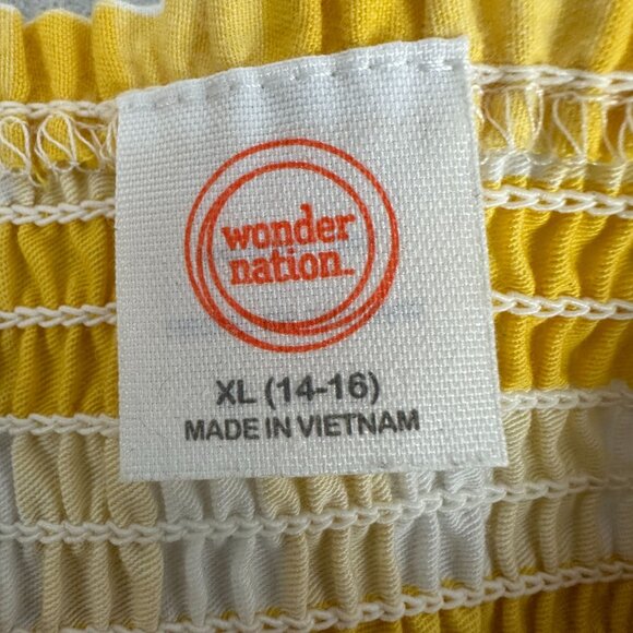 Yellow Gingham Smocked Button Down Square Neck Dress Puff Sleeves & Pockets XL - Picture 4 of 6